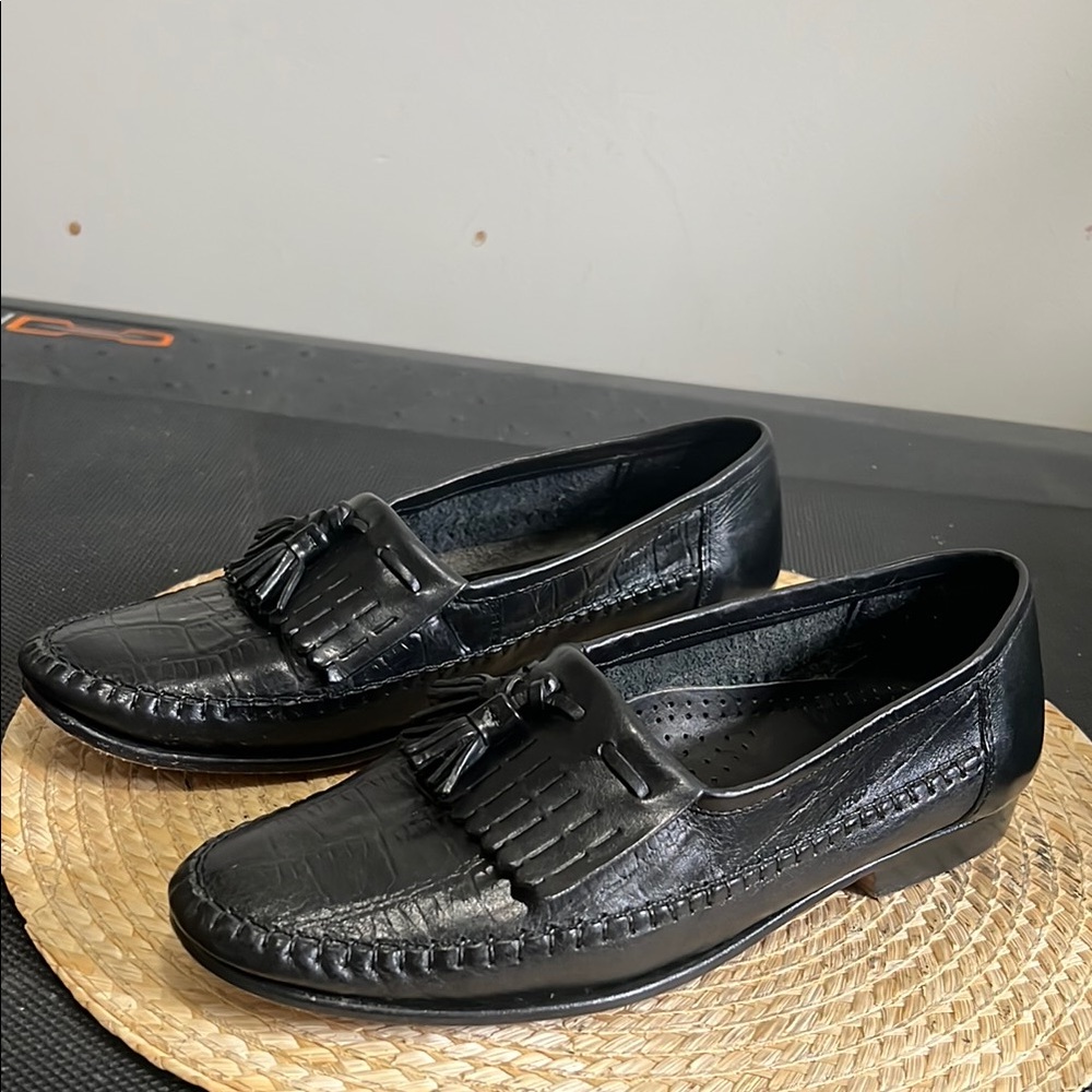 Gold Bond Men Brazil Made Black Tassel Oxford Loafer Slip on Shoes Size 9